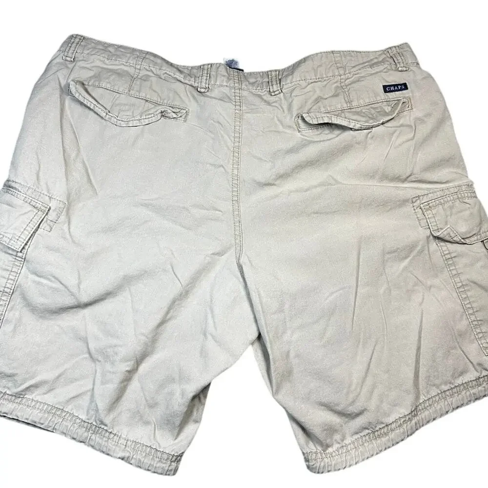 Chaps Mens Cargo Shorts Size 40 Khaki Tan 100% Cotton Casual Utility